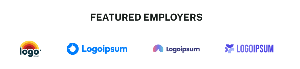 screenshot of an employer carousel mock up with placeholder logos labeled logoipsum
