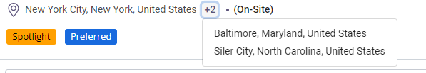 screenshot of a job with multiple locations shown for on-site work