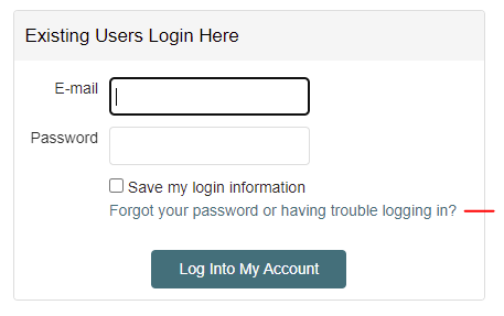screenshot of forgotten password link under the login credential fields